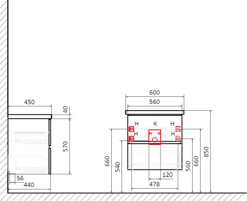 Тумба с раковиной STWORKI Колдинг 60, антрацит, с раковиной Moduo 40 RING, столешница серая матовая в Ставрополе